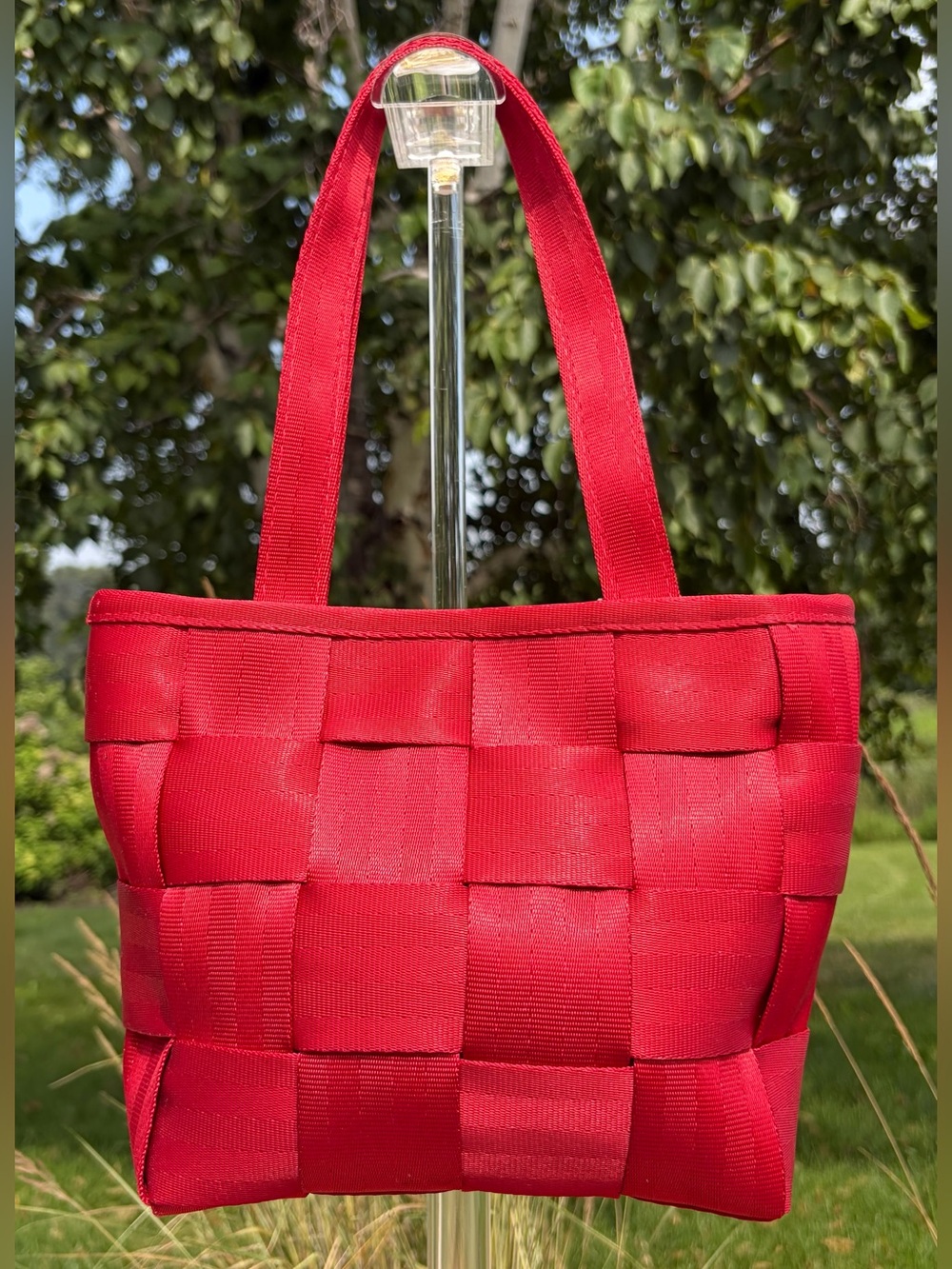Vintage Harvey’s “The Original Detroit” Seatbelt Bag Small Tote Red EUC - Picture 10 of 15